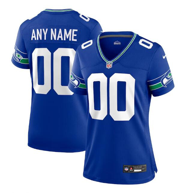 Women's Seattle Seahawks ACTIVE PLAYER Custom Royal Throwback Stitched Jersey(Run Small)